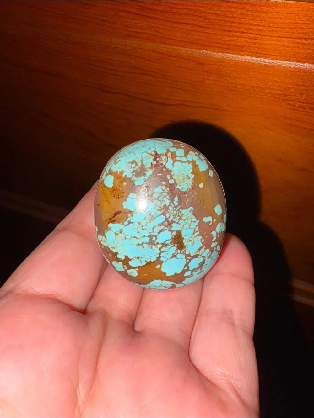 Turquoise and Brown Matrix Statement Sterling Ring - Men’s Jewelry
